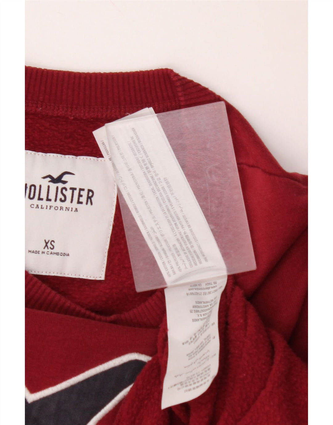 HOLLISTER moletom gráfico masculino Jumper XS algodão borgonha