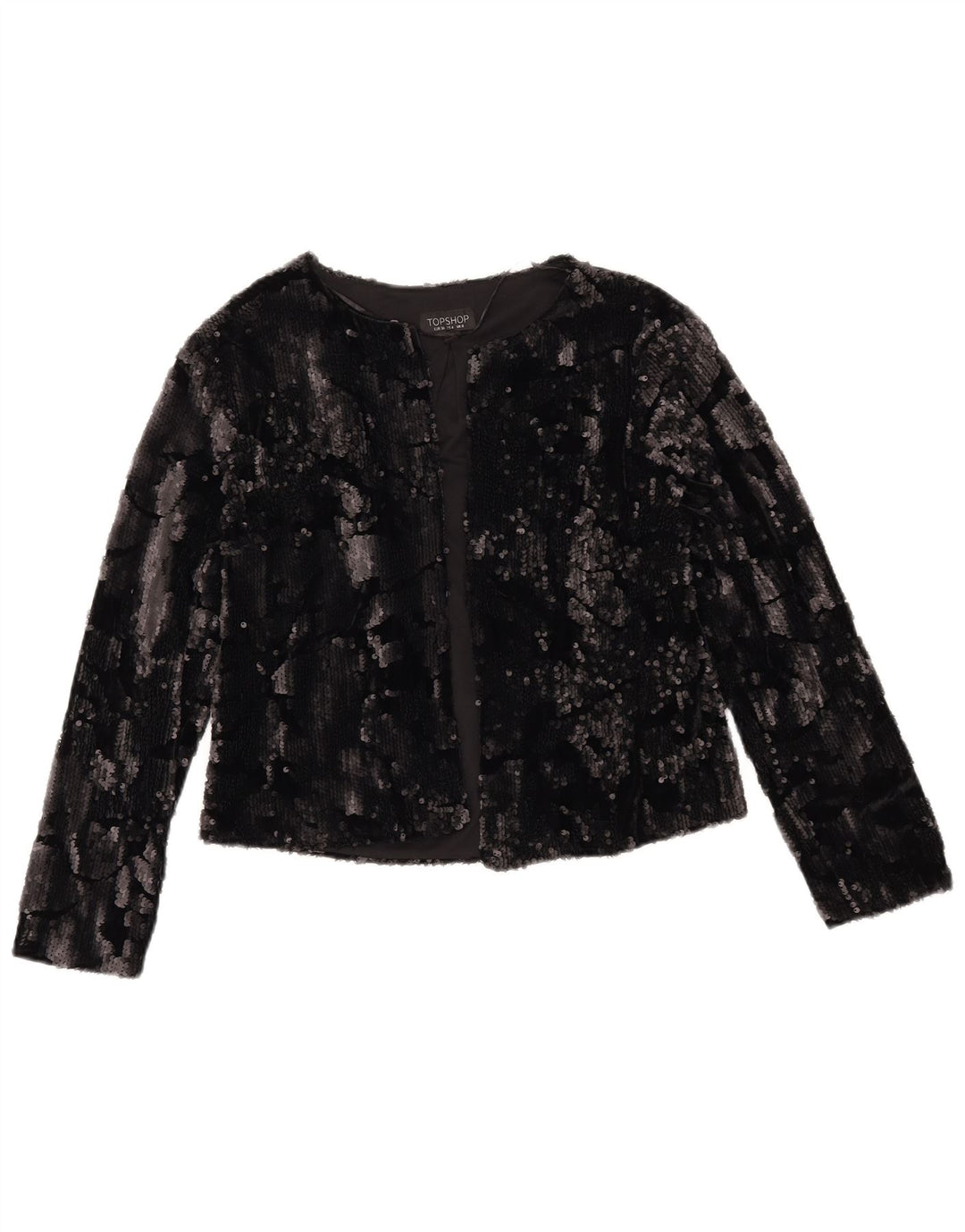 Jaqueta blazer feminina aberta TOPSHOP Reino Unido 8 poliéster preto pequeno