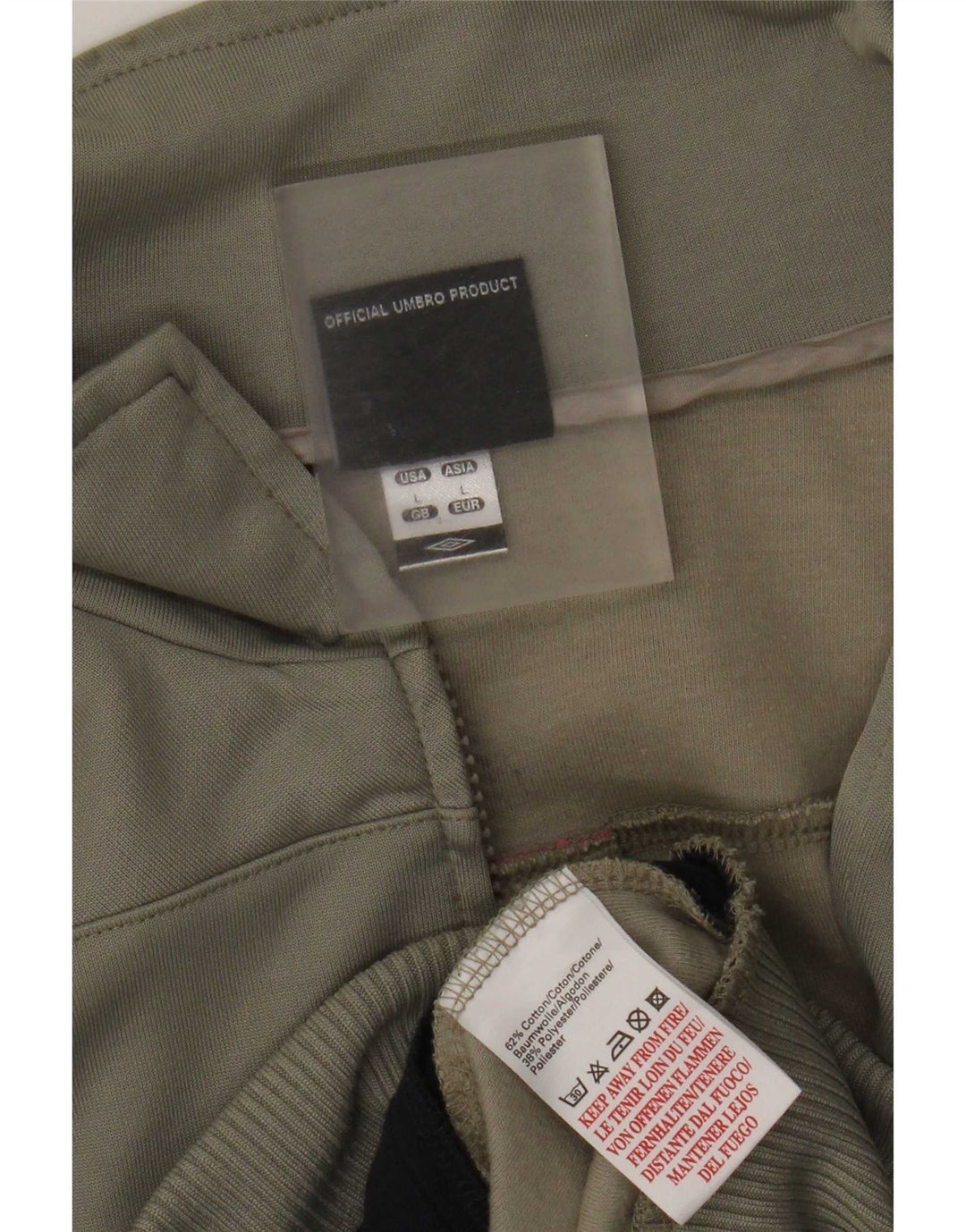 Jaqueta masculina de agasalho da Umbro, grande, cáqui, algodão colorblock