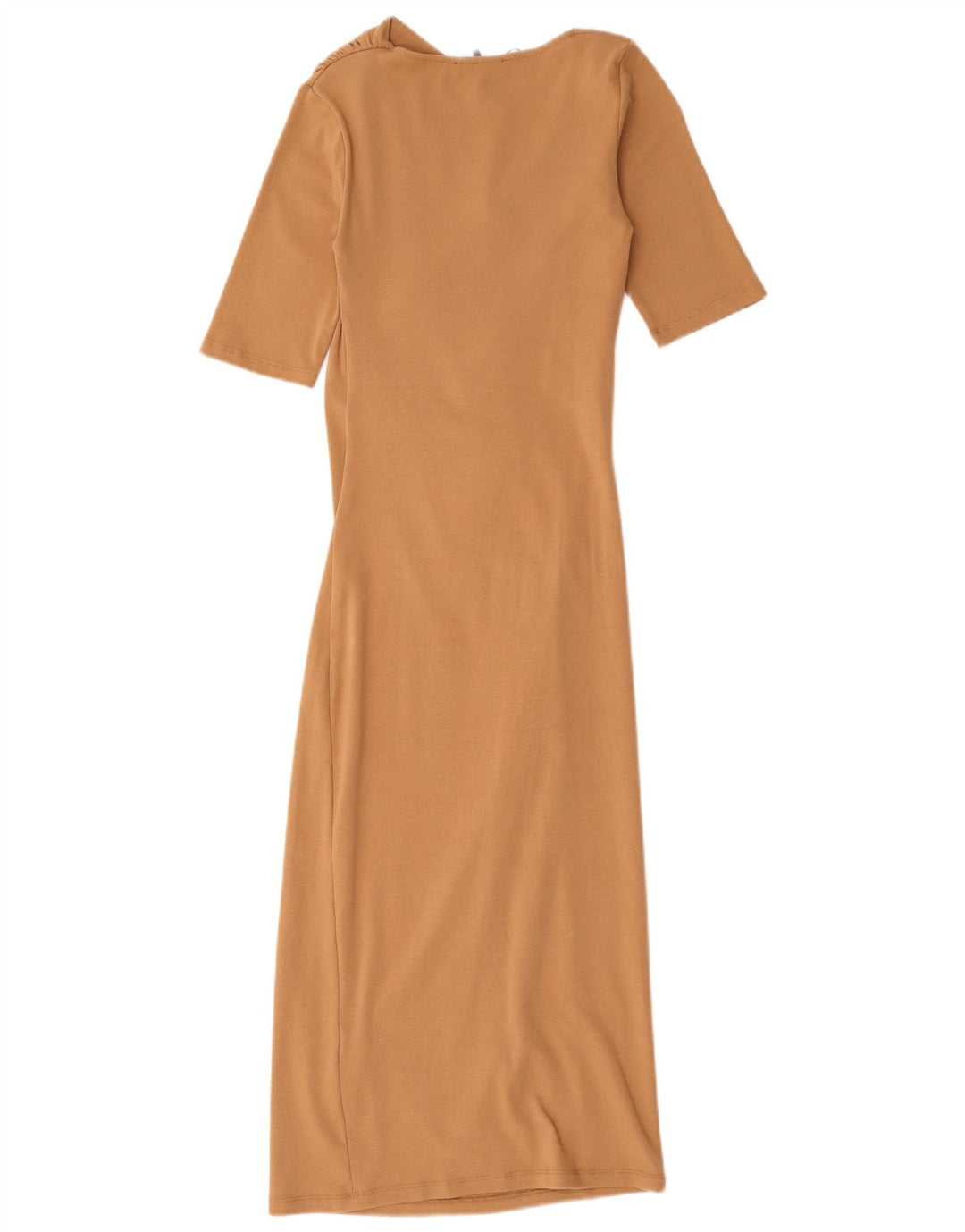 Vestido maxi feminino Zara Reino Unido 8 pequeno algodão bege