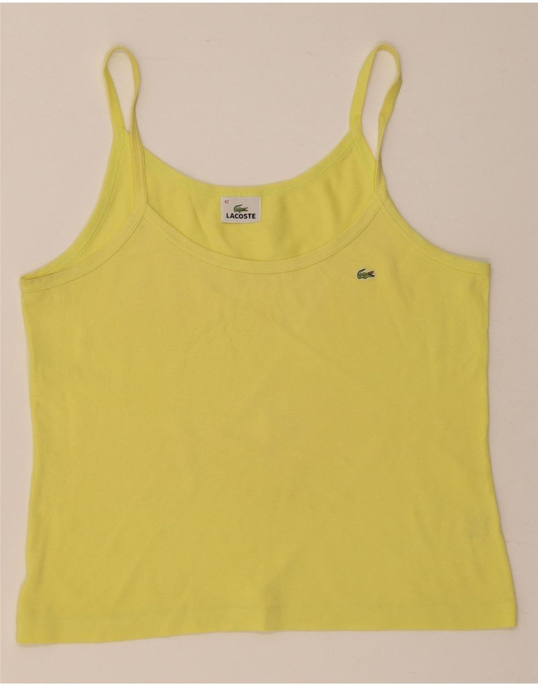 Lacoste Womens Cami Top Tamanho 42 Grande Algodão Amarelo