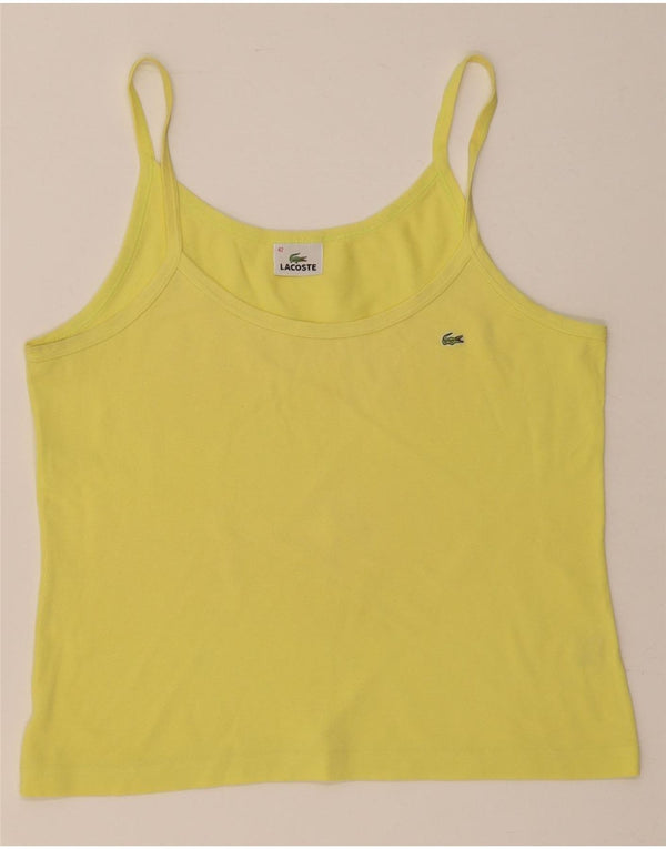 Lacoste Womens Cami Top Tamanho 42 Grande Algodão Amarelo