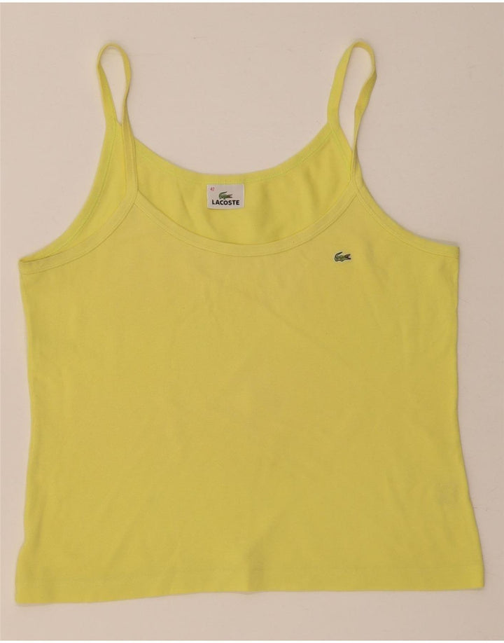 Lacoste Womens Cami Top Tamanho 42 Grande Algodão Amarelo
