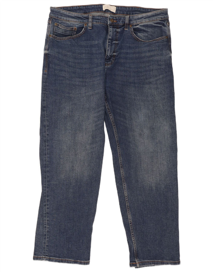Calça jeans masculina Marks & Spencer solta W38 L31 algodão azul marinho