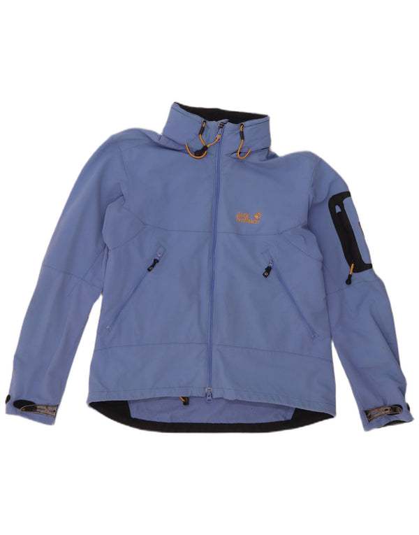 Jaqueta de chuva feminina com capuz Jack Wolfskin Reino Unido 14/16 grande azul poliamida