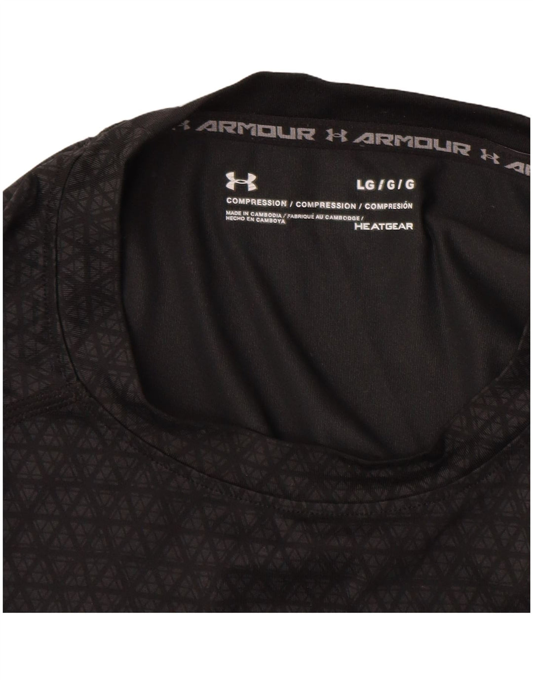 UNDER ARMOUR Camiseta masculina Heat Gear Top grande cinza geométrico sintético