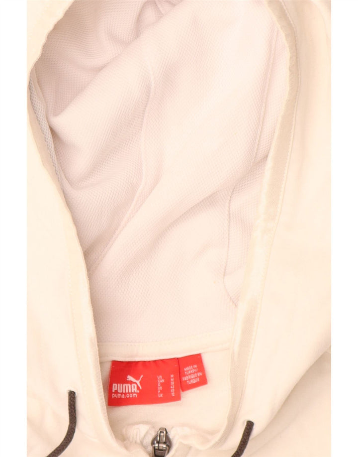 Suéter Puma Feminino Crop Zip Hoodie UK 12 Médio Branco