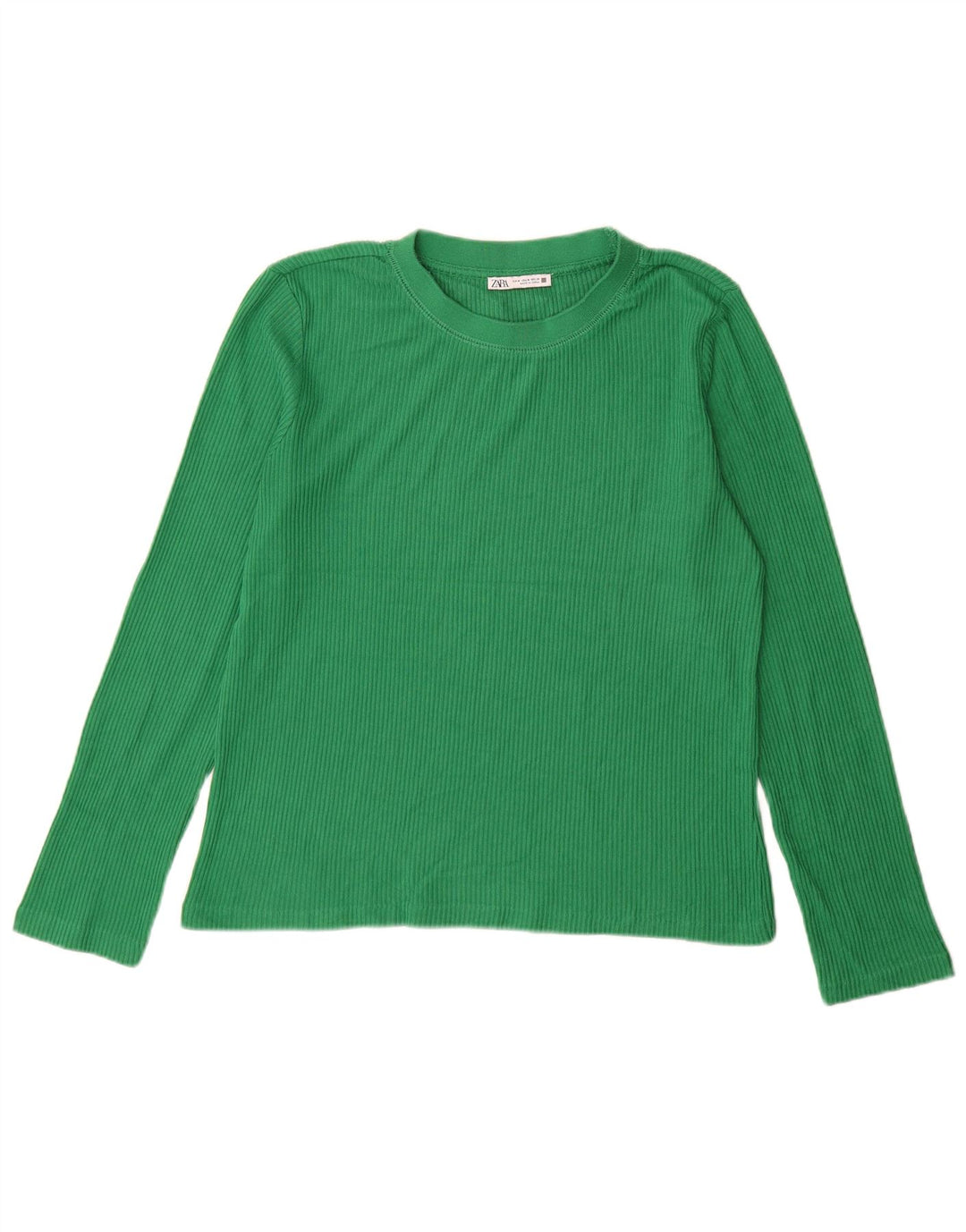 Top feminino ZARA manga comprida UK 14 verde médio