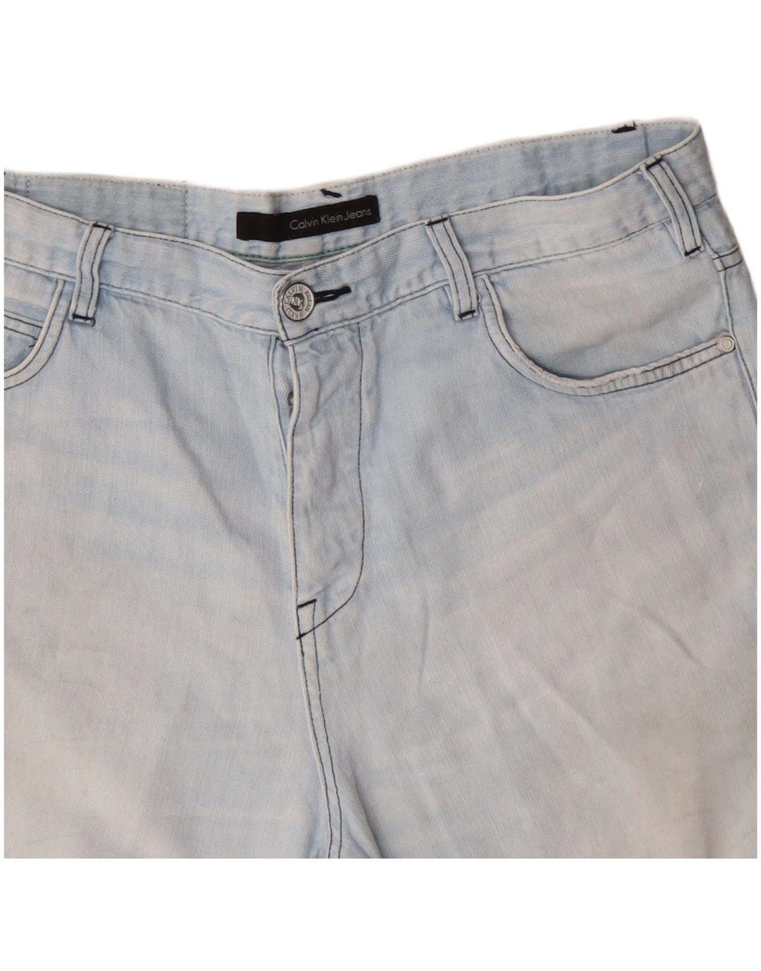 Calvin Klein Shorts jeans masculino desgastado W36 grande azul