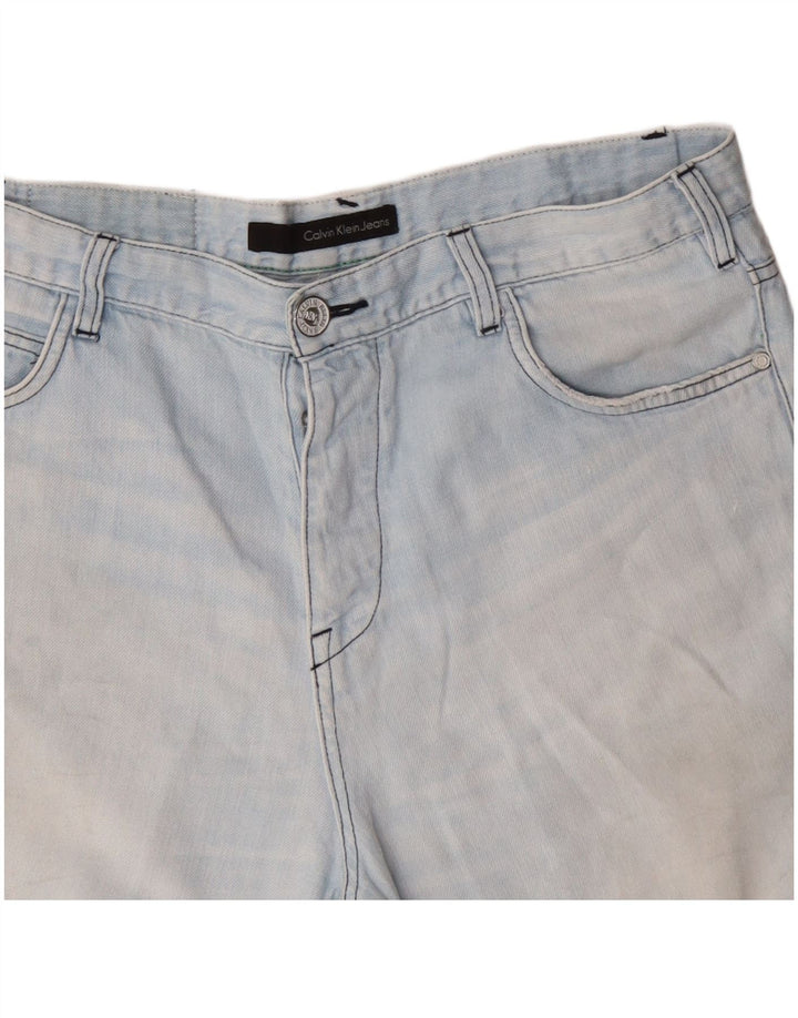 Calvin Klein Shorts jeans masculino desgastado W36 grande azul