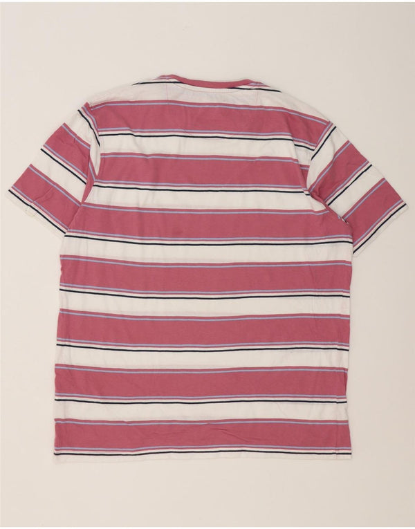 James Pringle Camiseta masculina grande de algodão listrado rosa