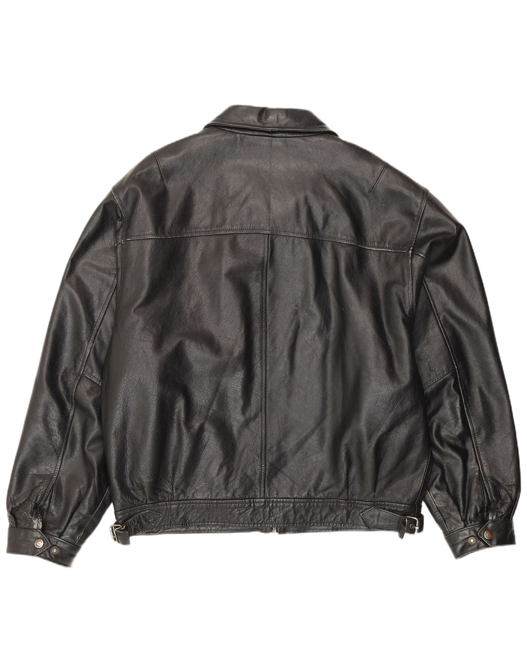 Jaqueta de couro bomber masculina vintage IT 54 2XL couro preto