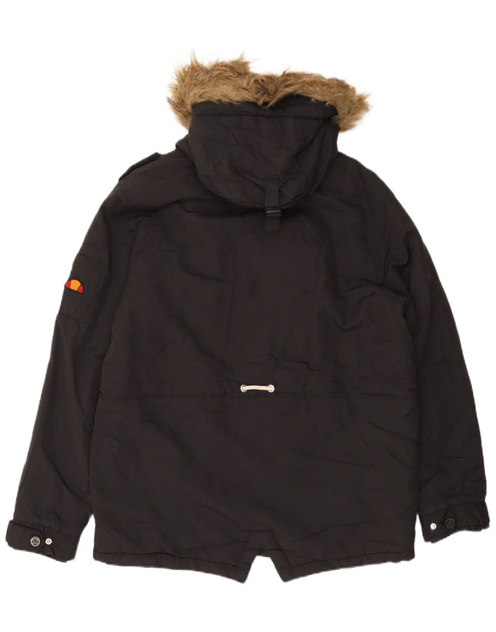 Jaqueta Parka Ellesse Masculina com Capuz UK 38 Poliéster Preto Médio