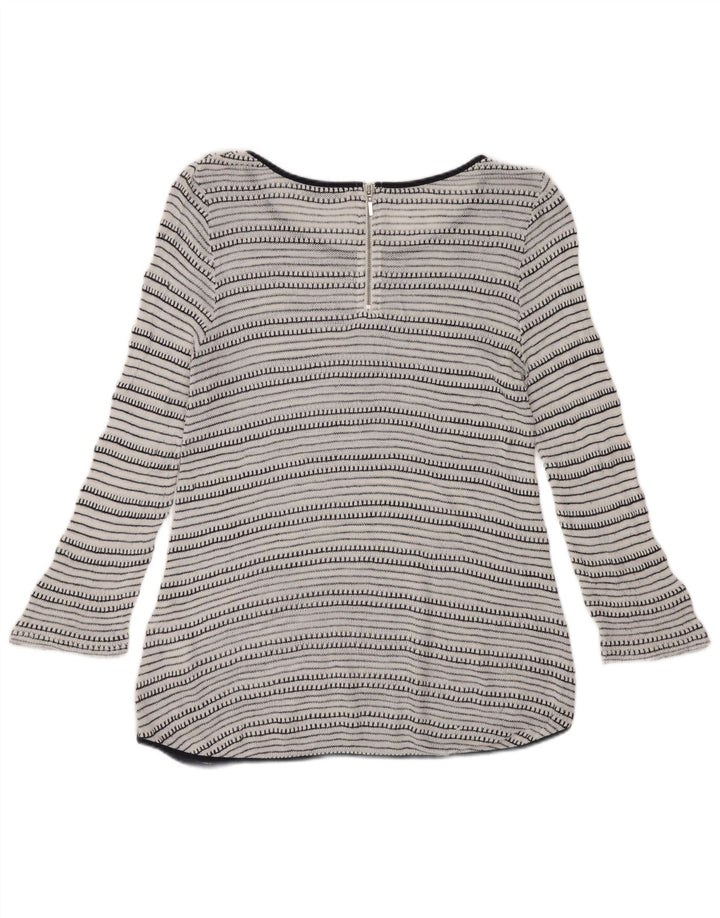 Túnica feminina Oasis manga 3/4 Reino Unido 12 viscose listrada branca média