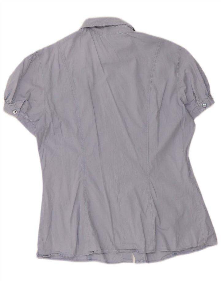 Camisa feminina de manga curta Benetton UK 12 azul médio