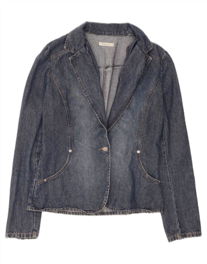 SPRINGFIELD Womens 1 Button Denim Blazer Jacket EU 40 Medium Blue Cotton Vintage Springfield and Second-Hand Springfield from Messina Hembry 
