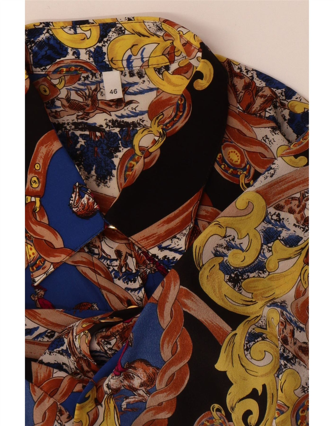 Camisa feminina vintage com padrão abstrato EU 46 XL multicolorida
