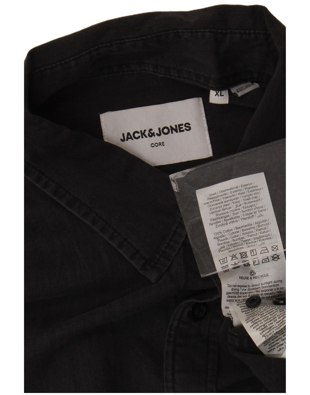 Camisa jeans masculina Jack & Jones XL cinza algodão
