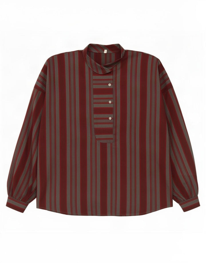 Camisa pulôver oversized feminina vintage EU 40 listrado médio Borgonha