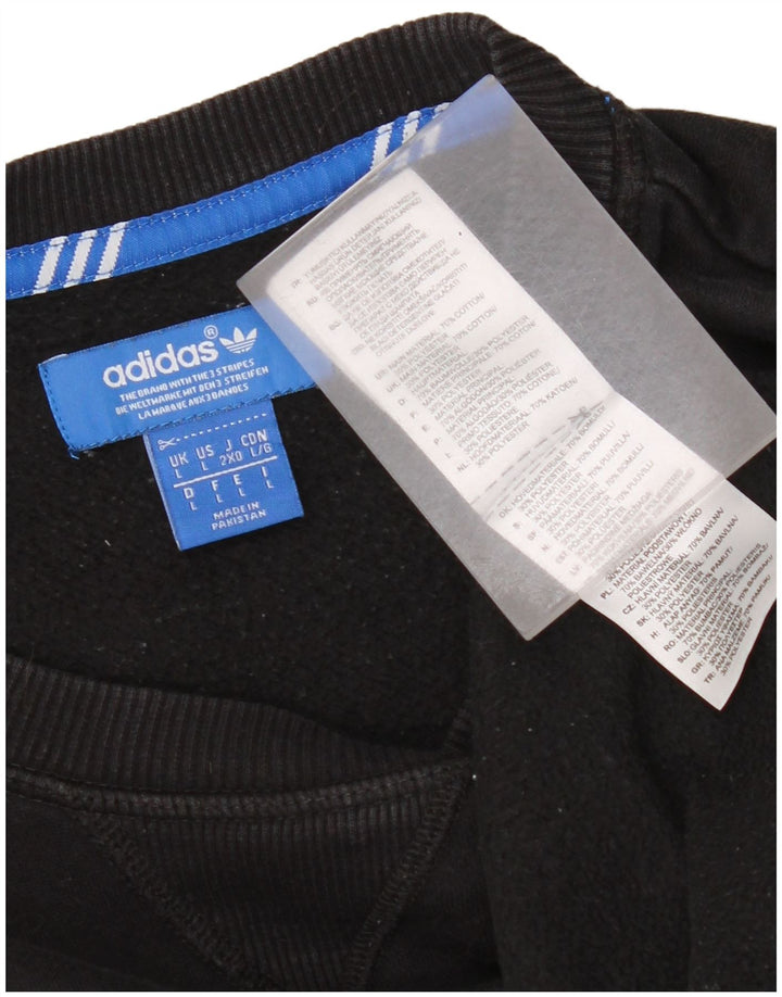 Adidas Mens Graphic Moletom Jumper Grande Algodão Preto