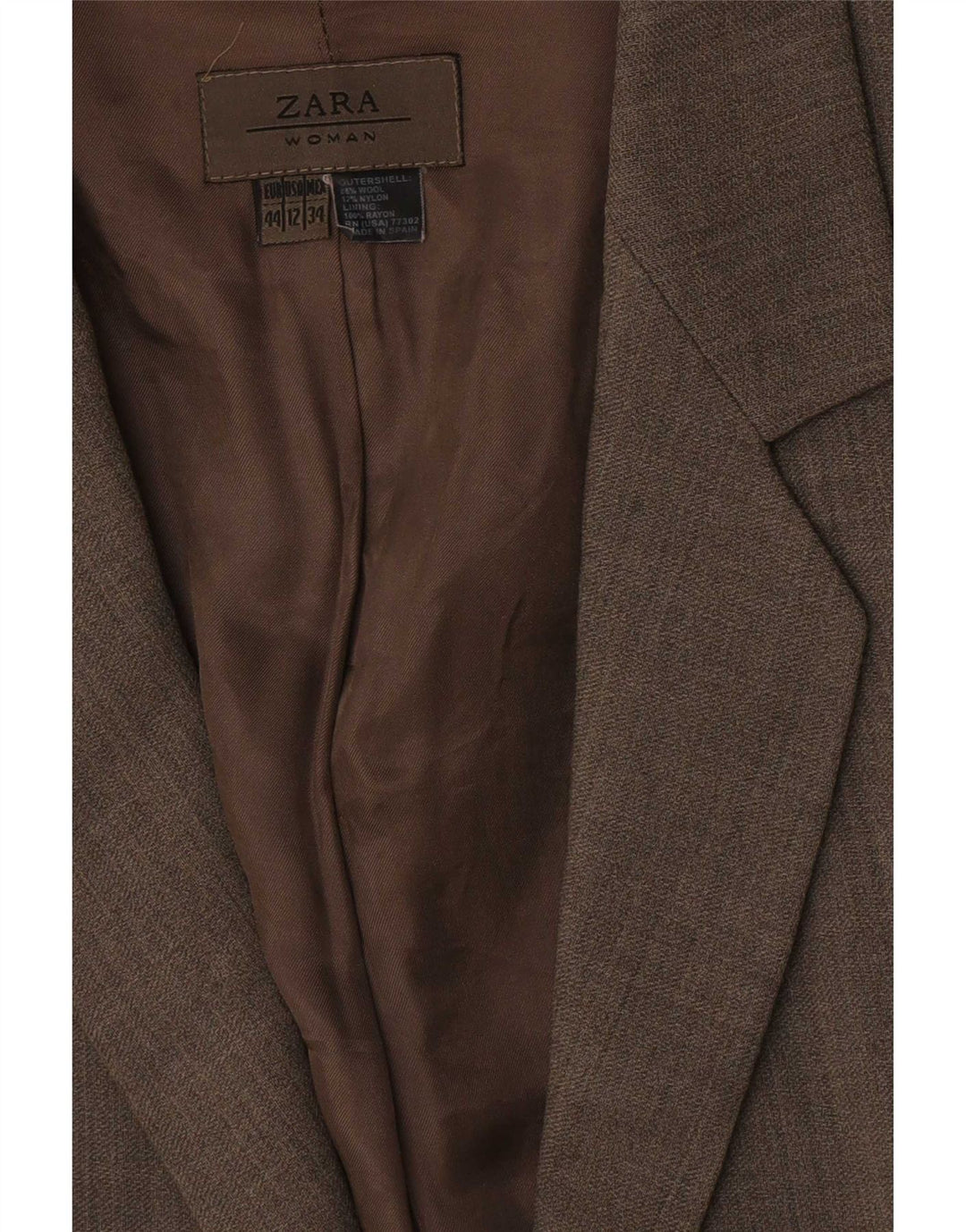Jaqueta blazer feminina Zara com 1 botão EU 44 XL lã marrom