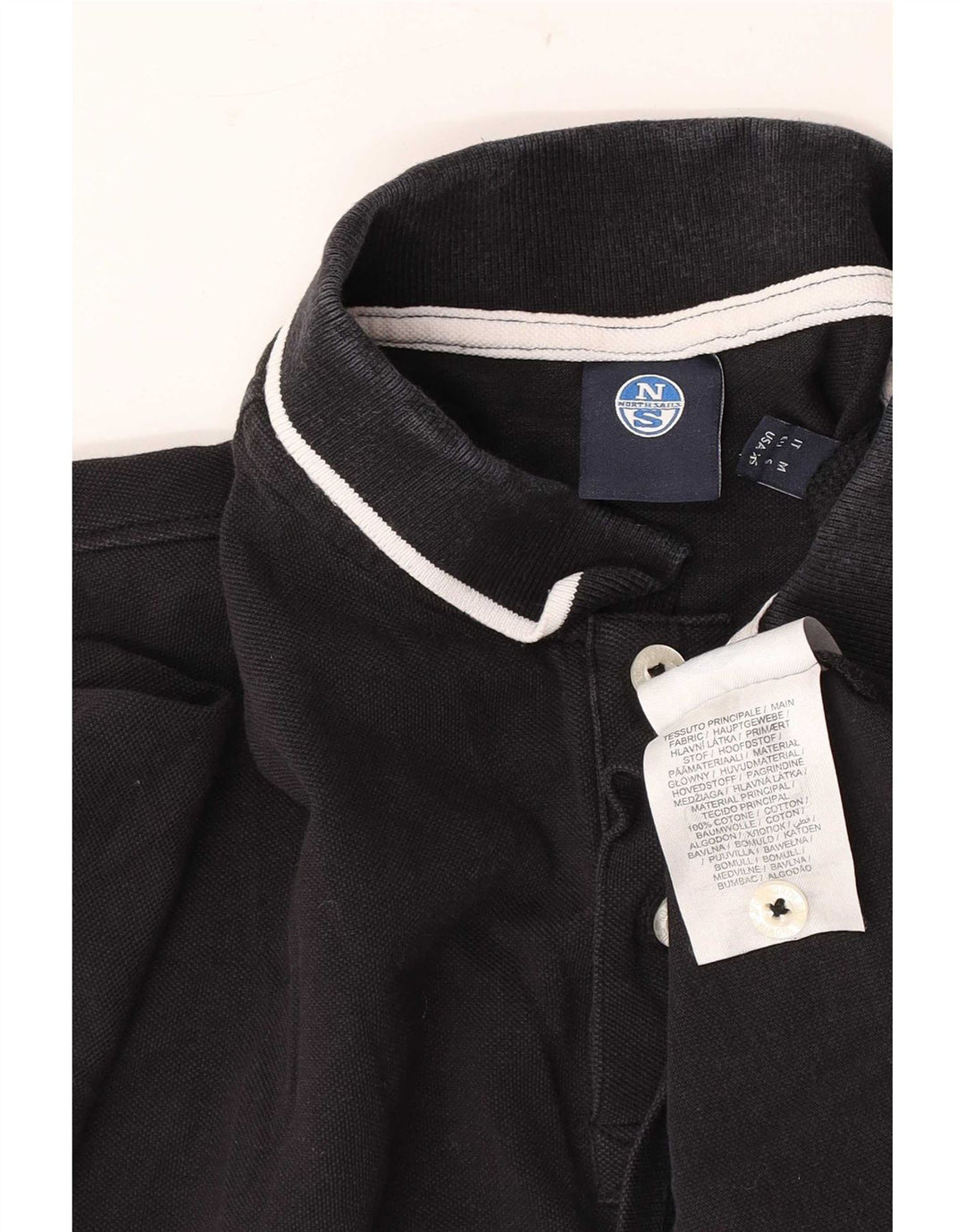 Camisa polo masculina North Sails pequena de algodão preto