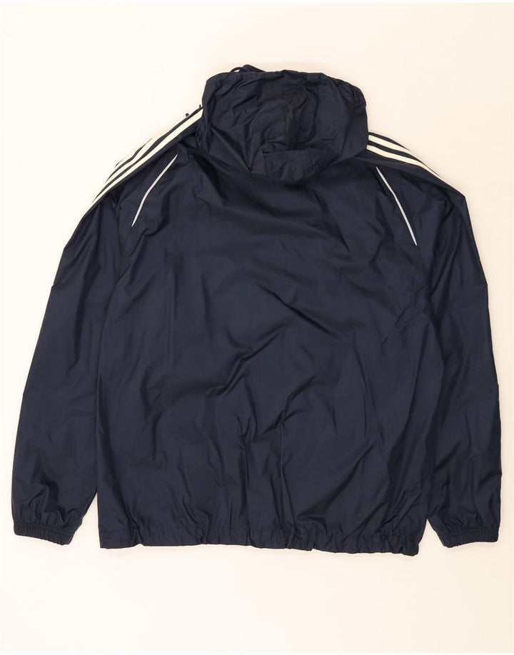 ADIDAS Mens Hooded Rain Jacket UK 40 Grande Azul Marinho Nylon