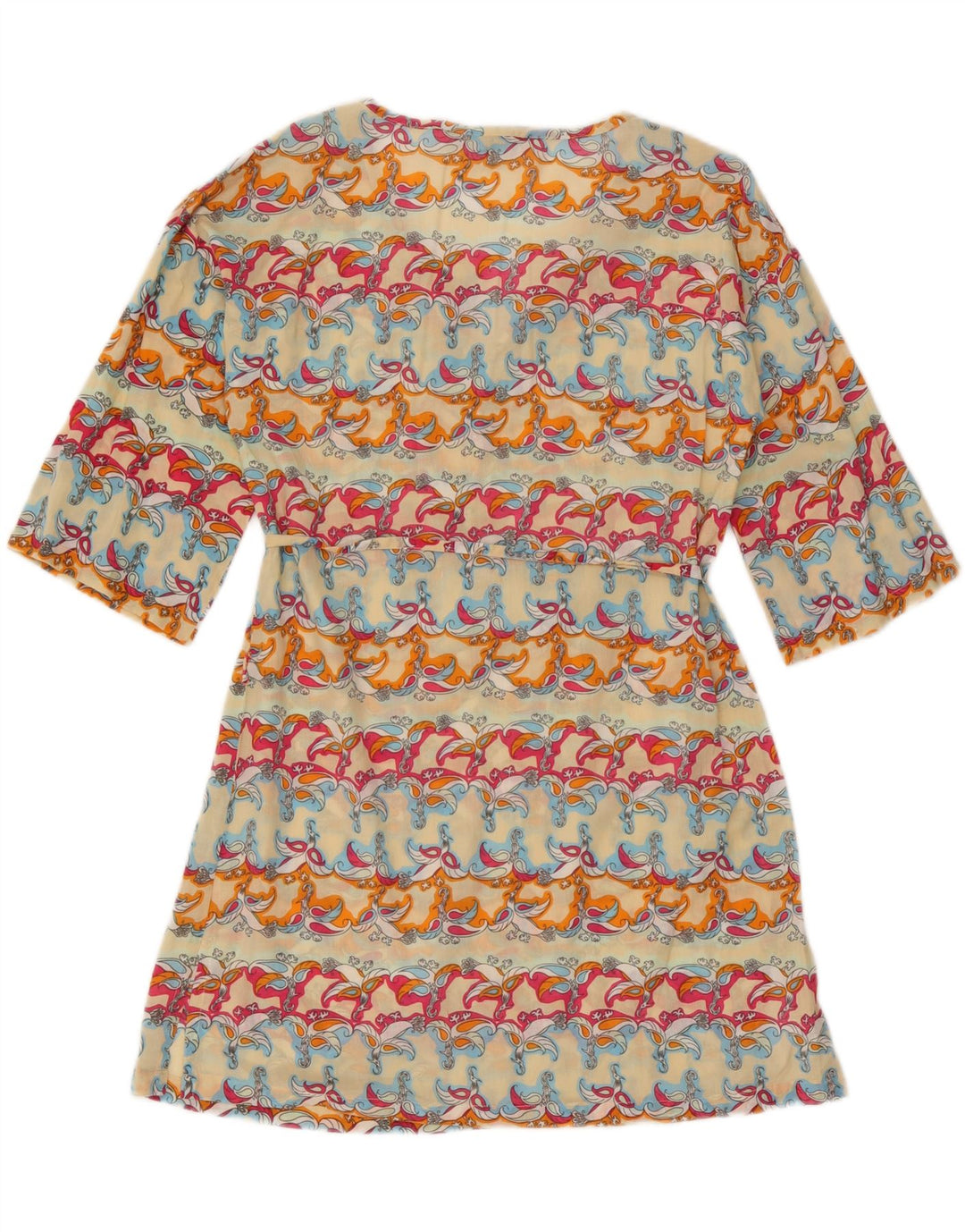 Vestido feminino French Connection manga 3/4 linha A Reino Unido 10 pequeno multicolorido