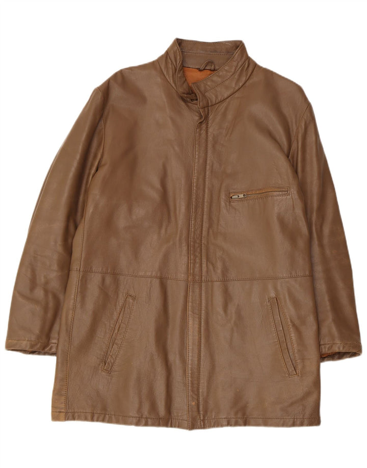 Jaqueta de couro feminina vintage IT 48 XL couro marrom
