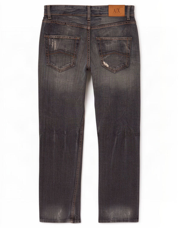 Armani Exchange masculino jeans reto desgastado W28 L29 algodão azul