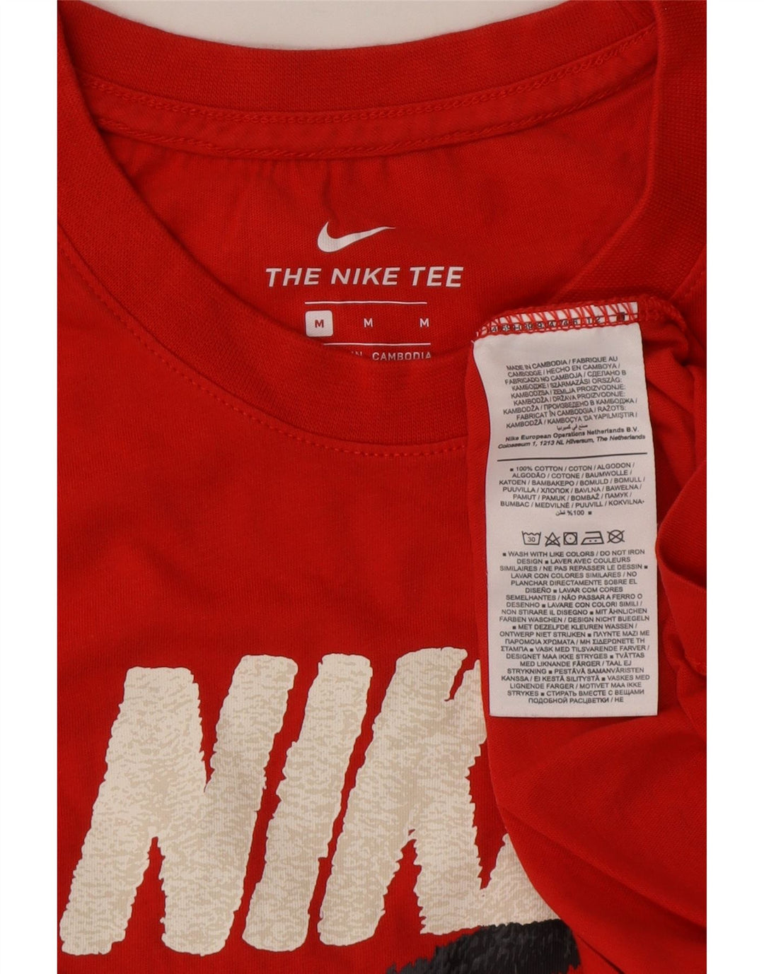 Camiseta gráfica masculina NIKE Top médio algodão vermelho