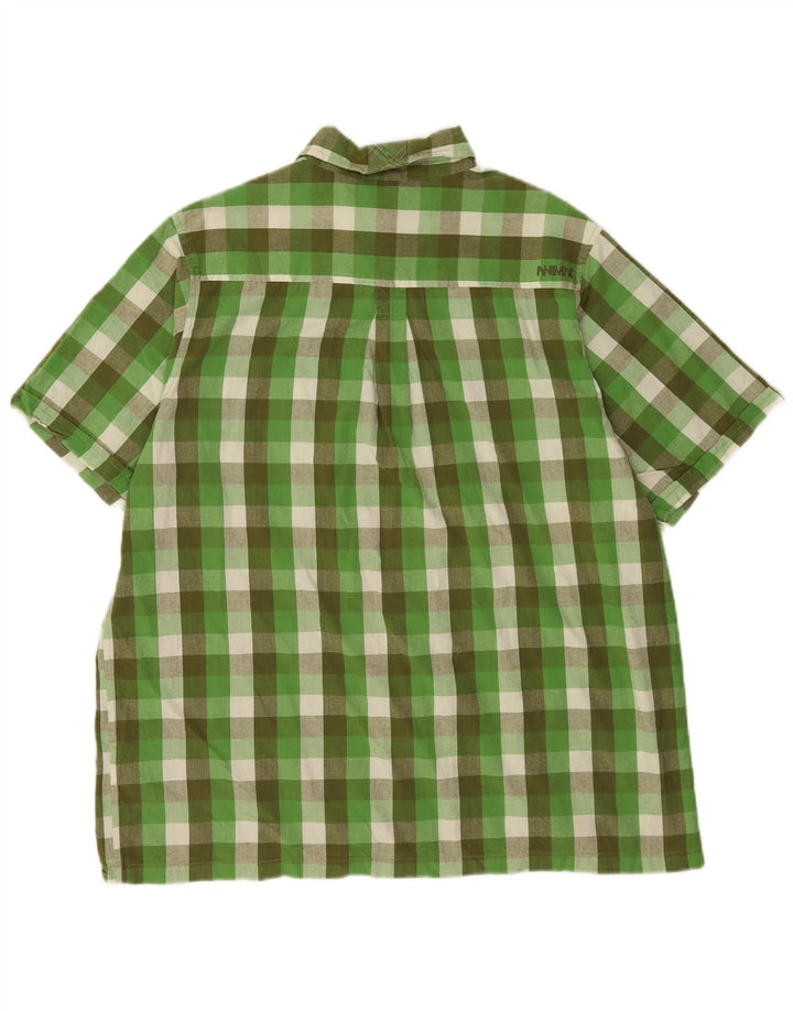 Animal Mens Camisa de manga curta 2XL Algodão xadrez verde