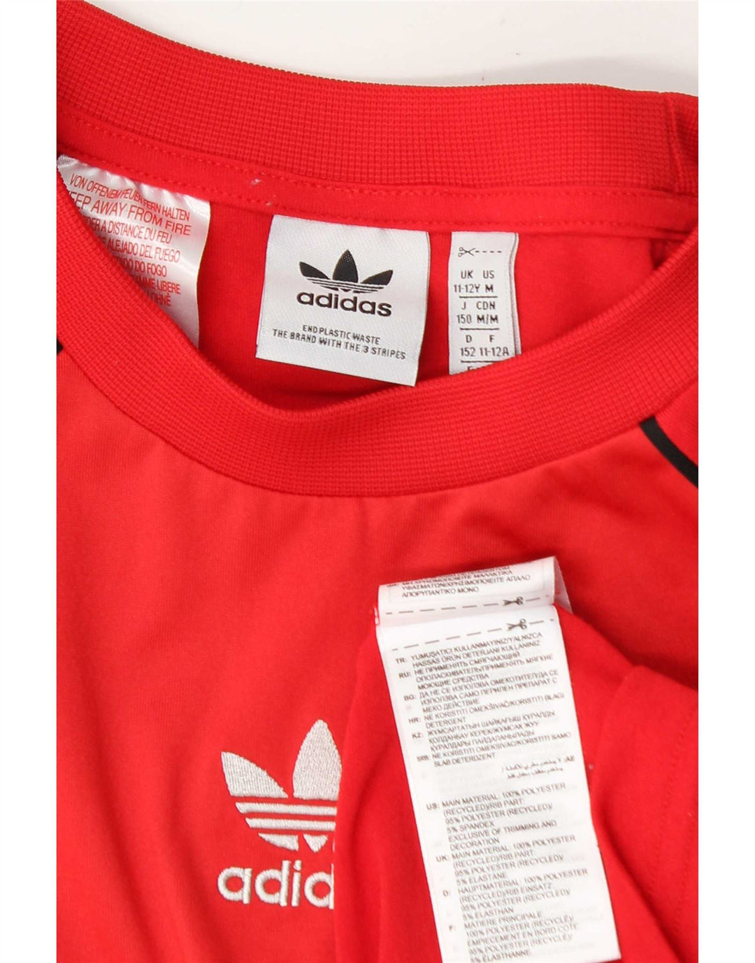 Camiseta Adidas Meninos 11-12 Anos Vermelho Colorblock Poliéster