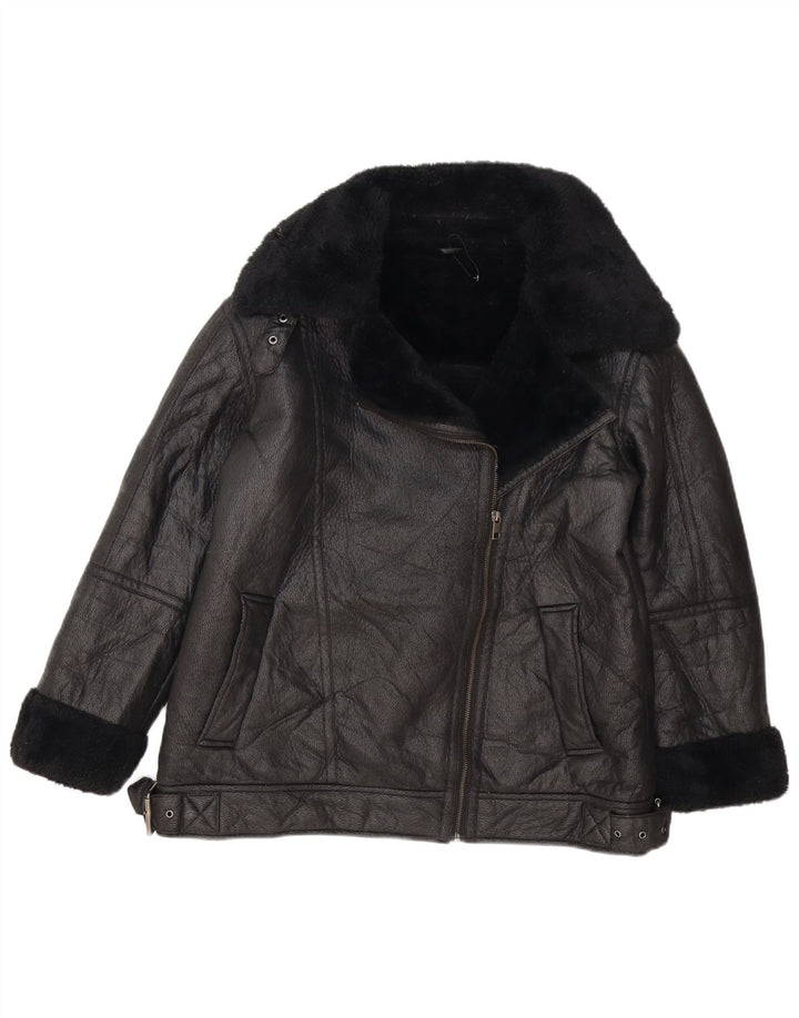 Jaqueta Sherpa Feminina Marks & Spencer Reino Unido 14 Grande Polietileno Preto