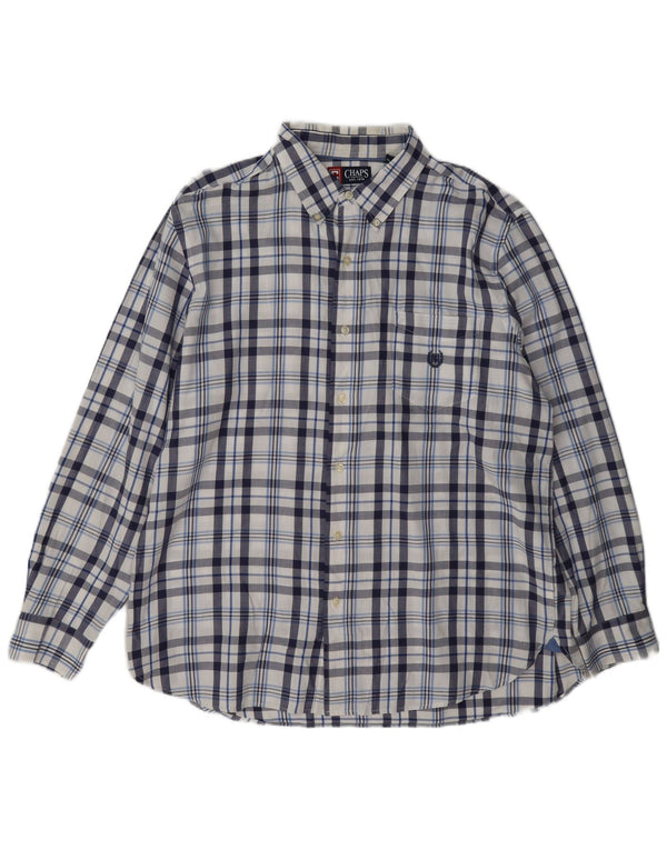 Camisa masculina de flanela Chaps XL azul marinho algodão xadrez