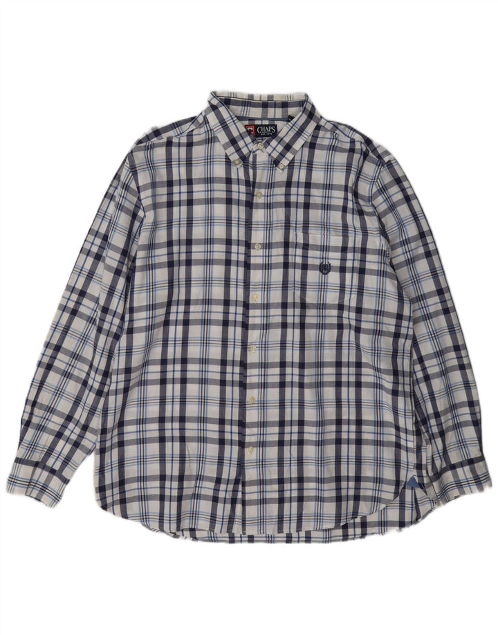 Camisa masculina de flanela Chaps XL azul marinho algodão xadrez
