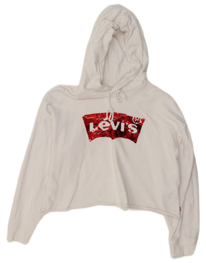 Suéter feminino com capuz oversized LEVI'S Reino Unido 14 algodão branco médio