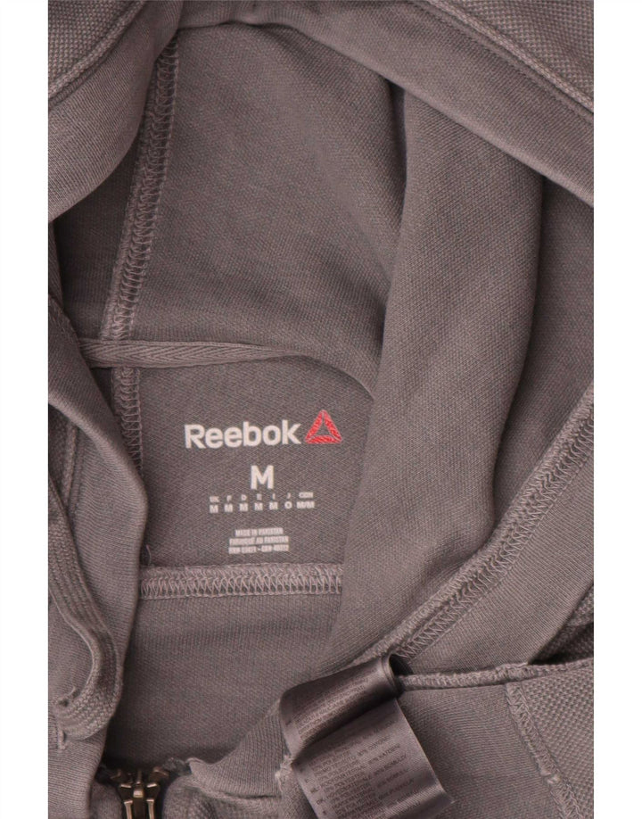 Suéter Reebok masculino com capuz e zíper médio cinza algodão