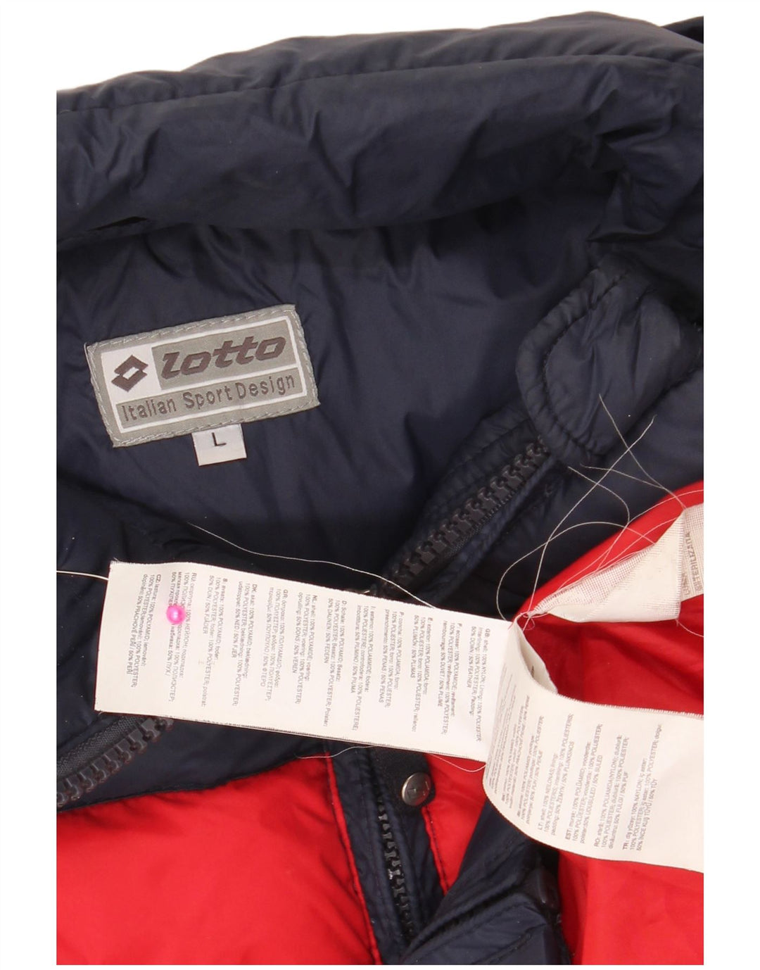 Jaqueta acolchoada masculina LOTTO Reino Unido 40 grande bloco colorido azul marinho nylon