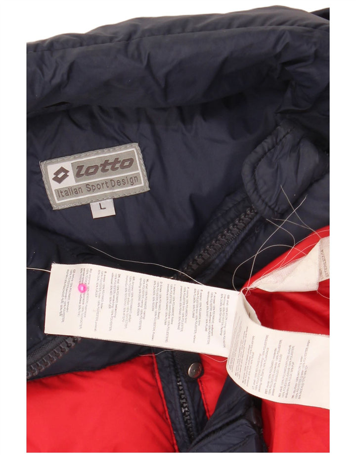 Jaqueta acolchoada masculina LOTTO Reino Unido 40 grande bloco colorido azul marinho nylon