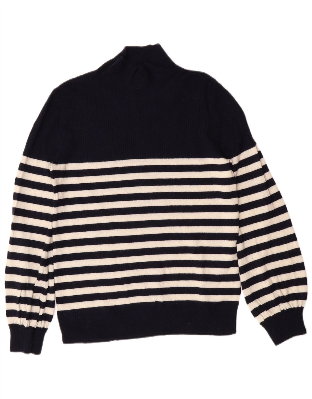 Suéter feminino WHISTLES com gola tartaruga Reino Unido 10 listrado azul marinho pequeno