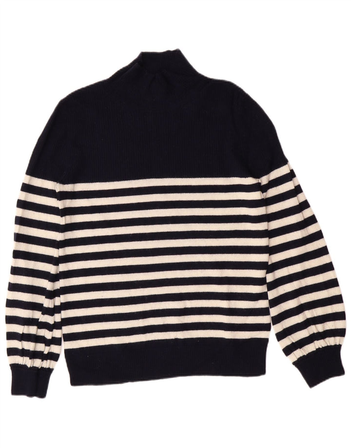 Suéter feminino WHISTLES com gola tartaruga Reino Unido 10 listrado azul marinho pequeno