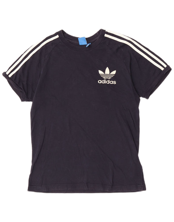 Camiseta masculina Adidas regular de manga curta Top médio algodão azul marinho
