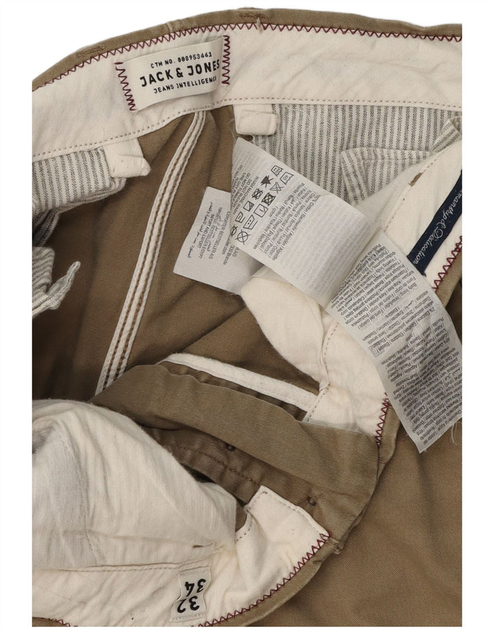 JACK & JONES Calça masculina Marco Slim Chino W32 L34 Algodão cáqui