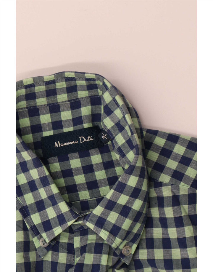 Camisa masculina Massimo Dutti grande verde guingão