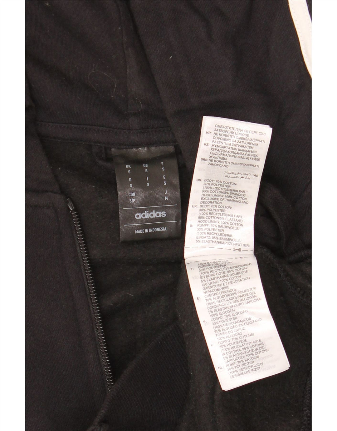 Adidas masculino zip moletom com capuz pequeno algodão preto