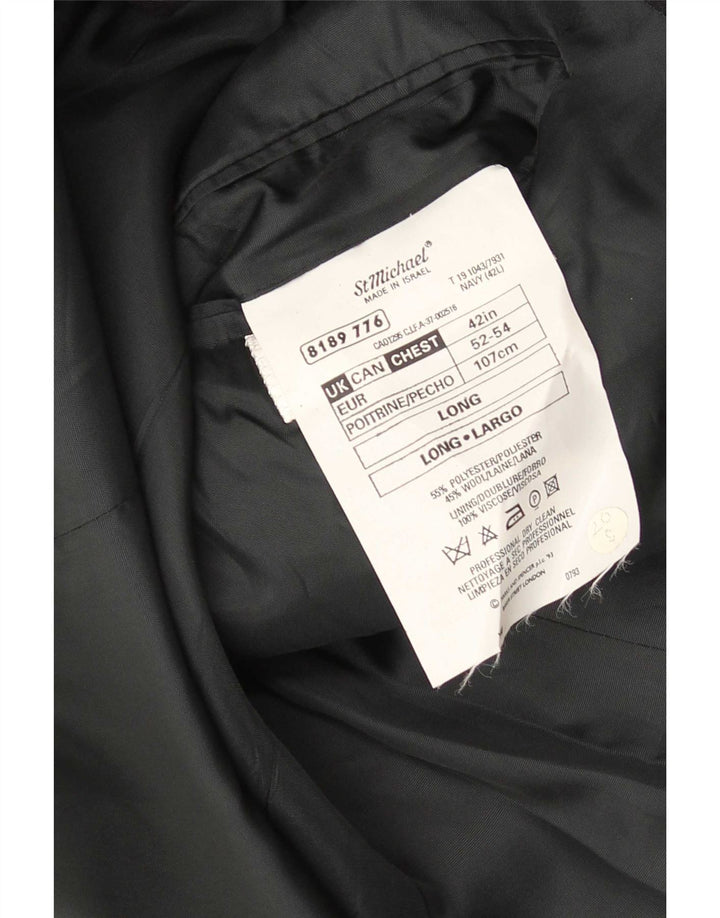 Jaqueta blazer masculina de 2 botões Marks & Spencer tamanho 42 grande lã preta