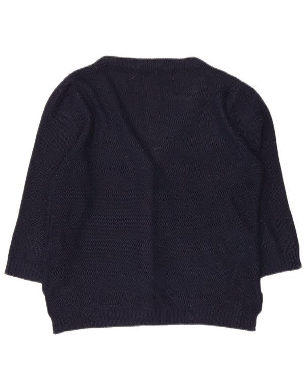Suéter cardigã feminino Zara manga 3/4 Reino Unido 12 médio azul marinho acrílico