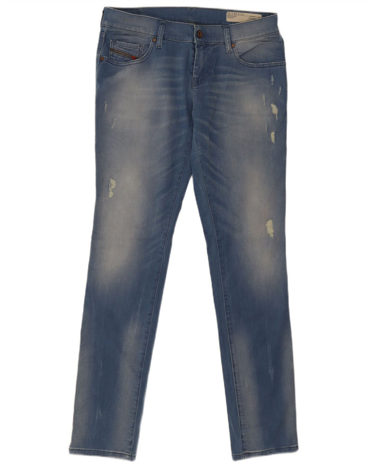 Jeans feminino Diesel Grupee Distressed Slim W28 L32 Azul Algodão