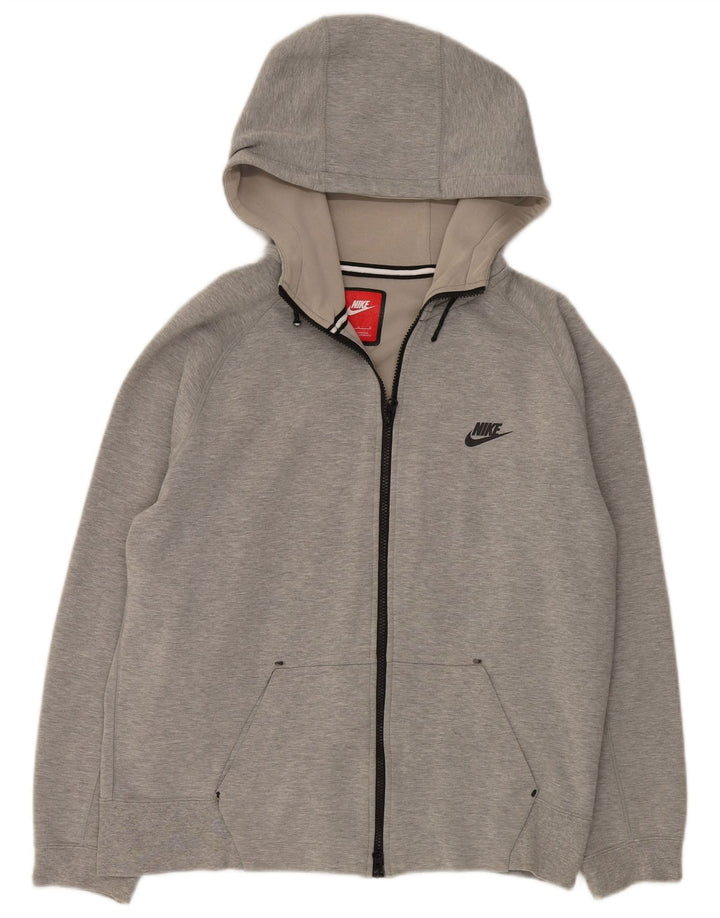 Suéter masculino Nike com capuz e zíper grande algodão cinza